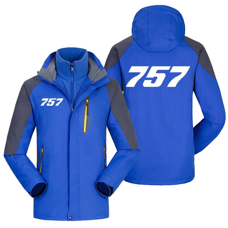757 Flat Text Designed Thick Skiing Jackets
