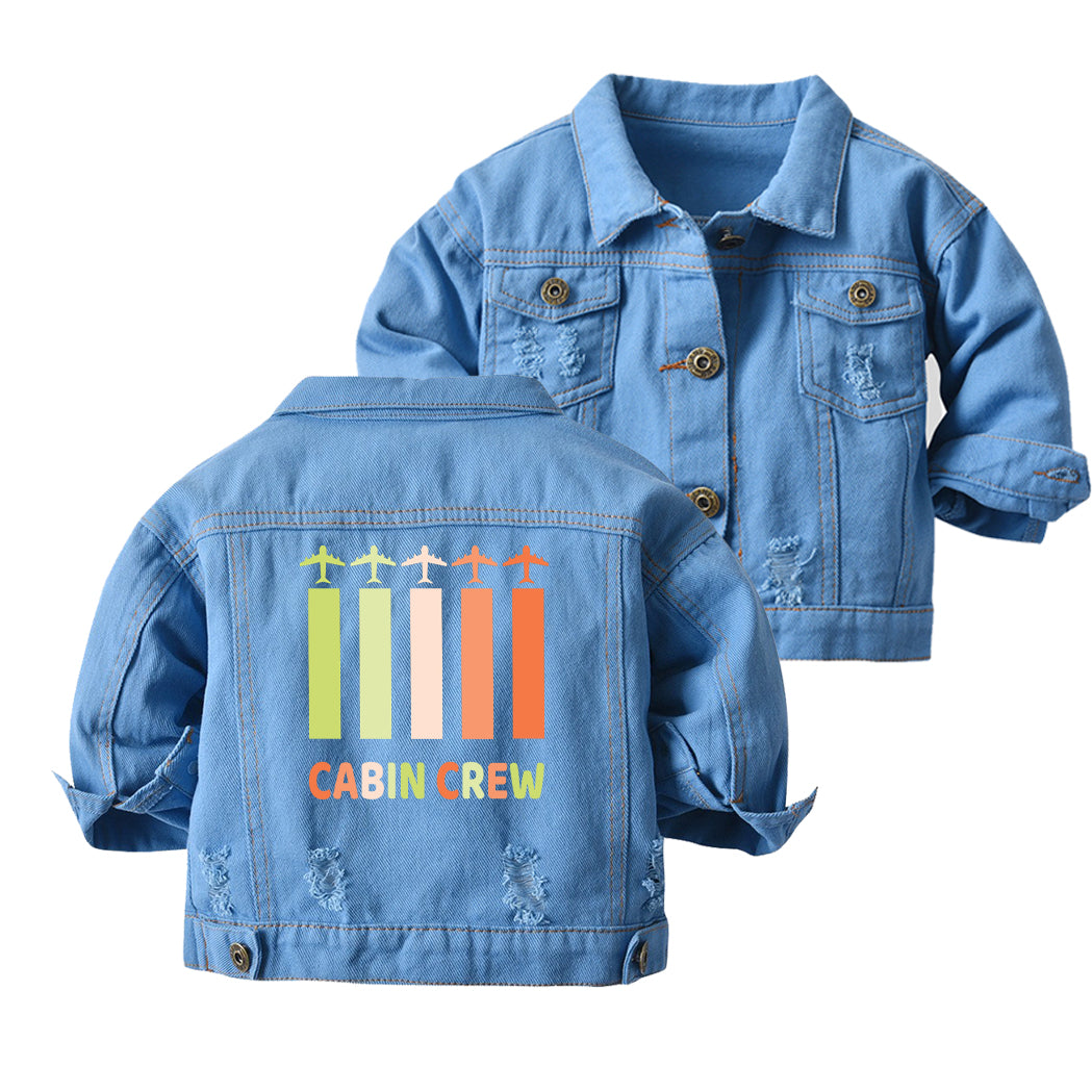 Colourful Cabin Crew Designed Children Denim Jackets