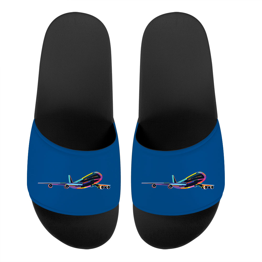 Multicolor Airplane Designed Sport Slippers