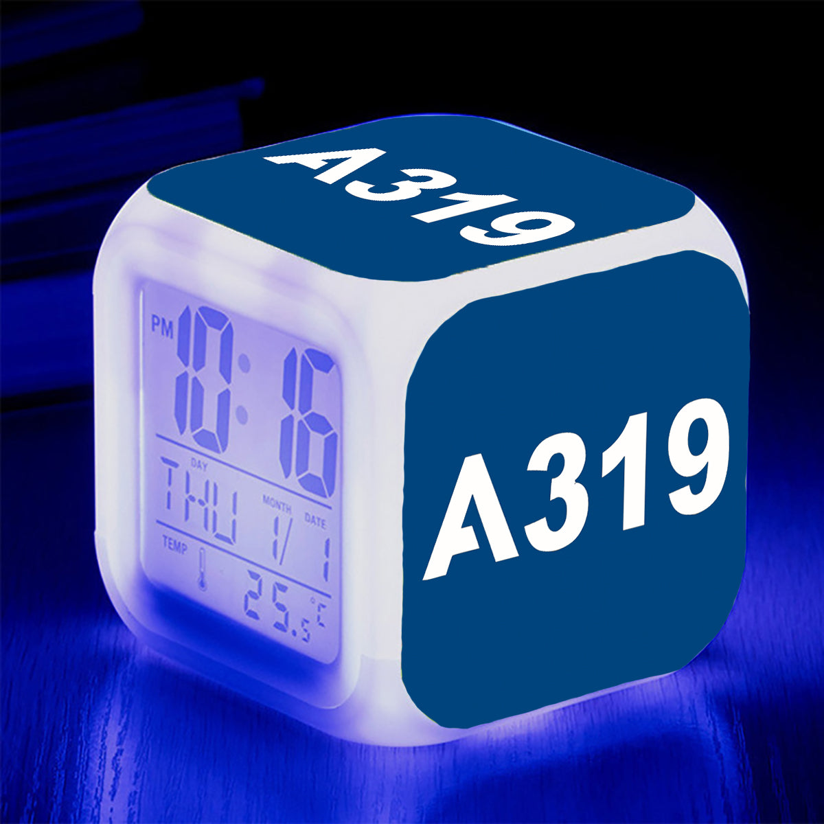 A319 Flat Text Designed "7 Colour" Digital Alarm Clock