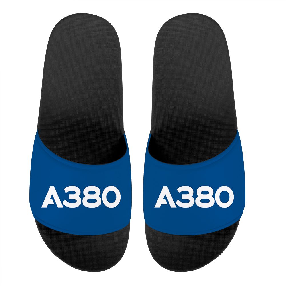 A380 Flat Text Designed Sport Slippers