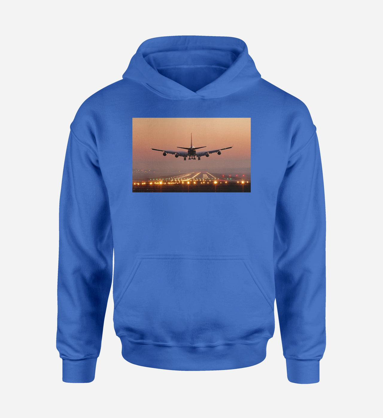 Landing Boeing 747 During Sunset Designed Hoodies