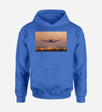 Thumbnail for Landing Boeing 747 During Sunset Designed Hoodies