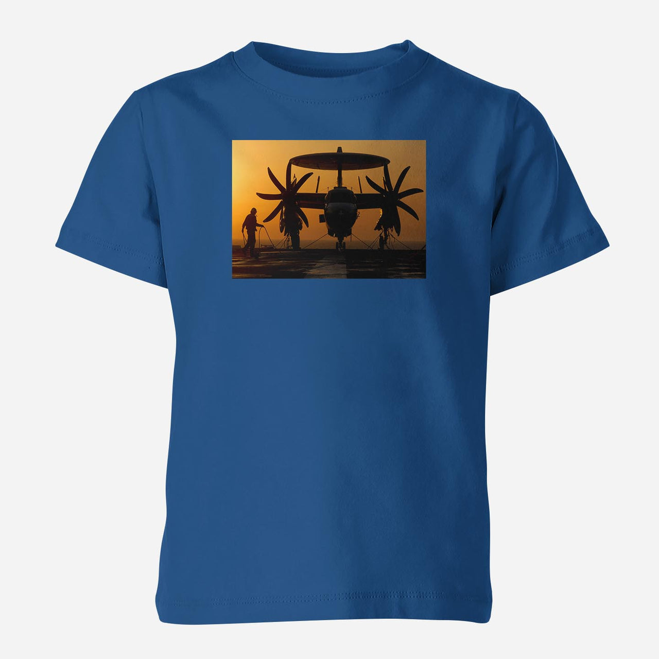 Military Plane at Sunset Designed Children T-Shirts