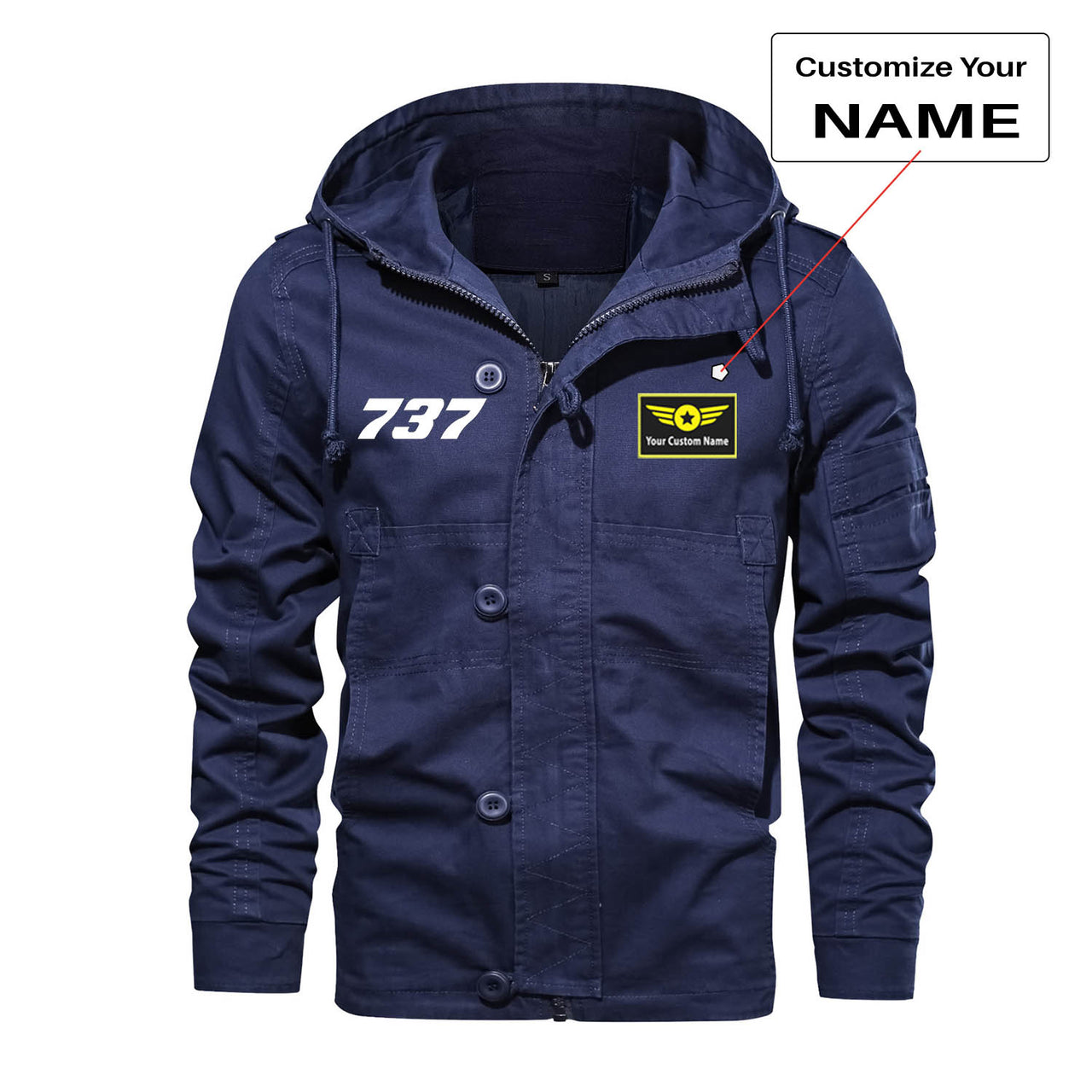 737 Flat Text Designed Cotton Jackets