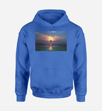 Thumbnail for Super Airbus A380 Landing During Sunset Designed Hoodies