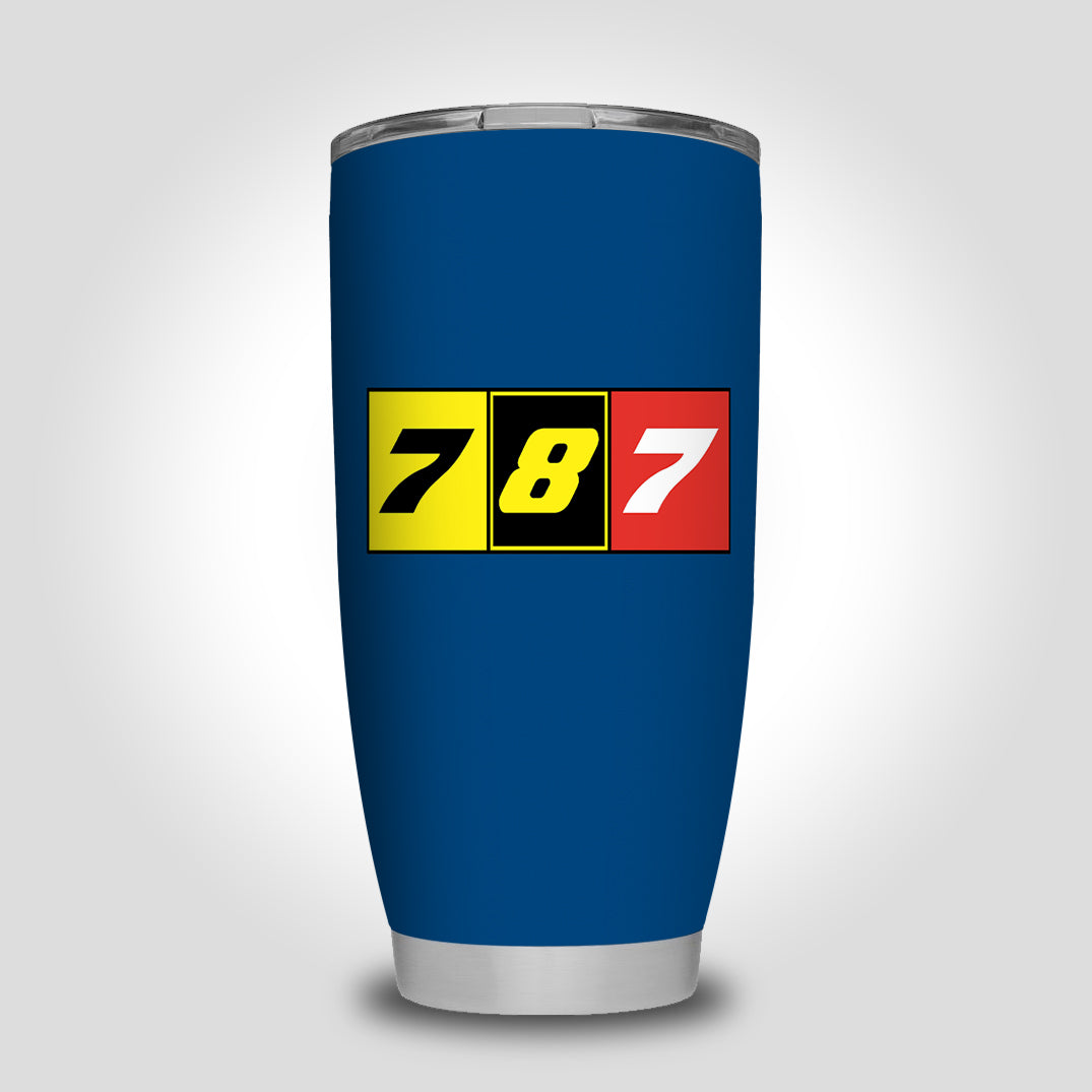 Flat Colourful 787 Designed Tumbler Travel Mugs