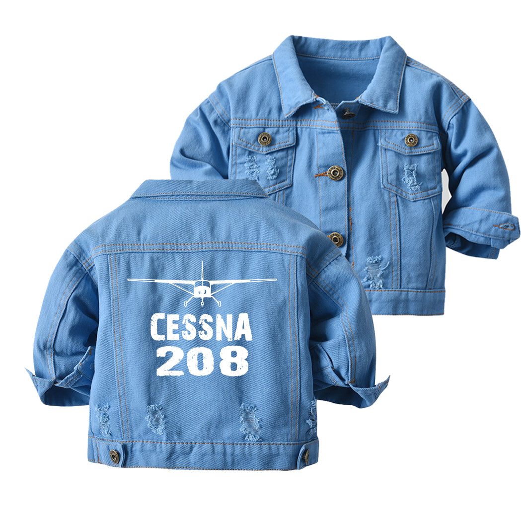 Cessna 208 & Plane Designed Children Denim Jackets