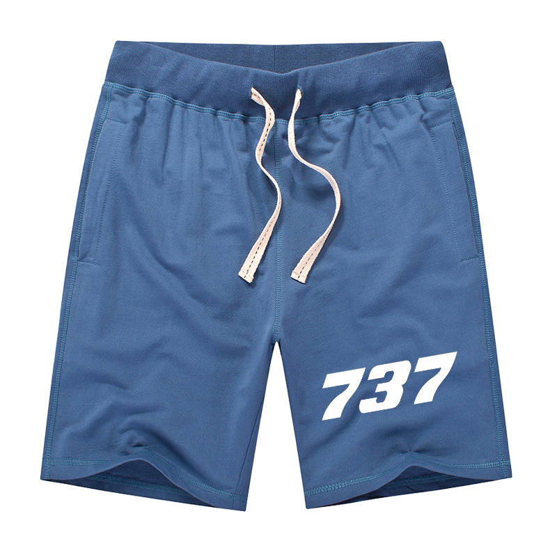 737 Flat Text Designed Cotton Shorts