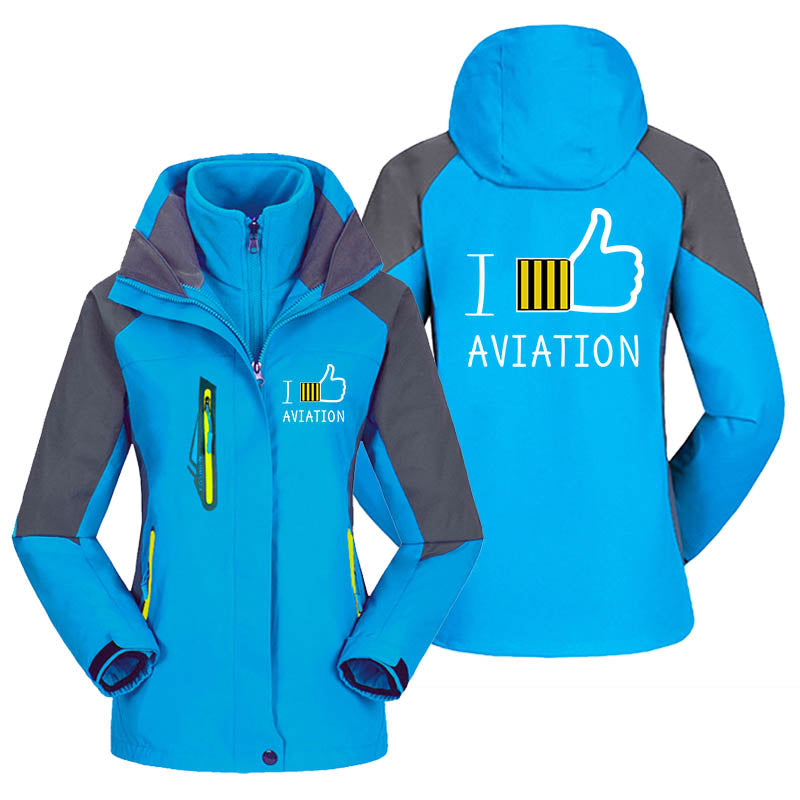 I Like Aviation Designed Thick "WOMEN" Skiing Jackets