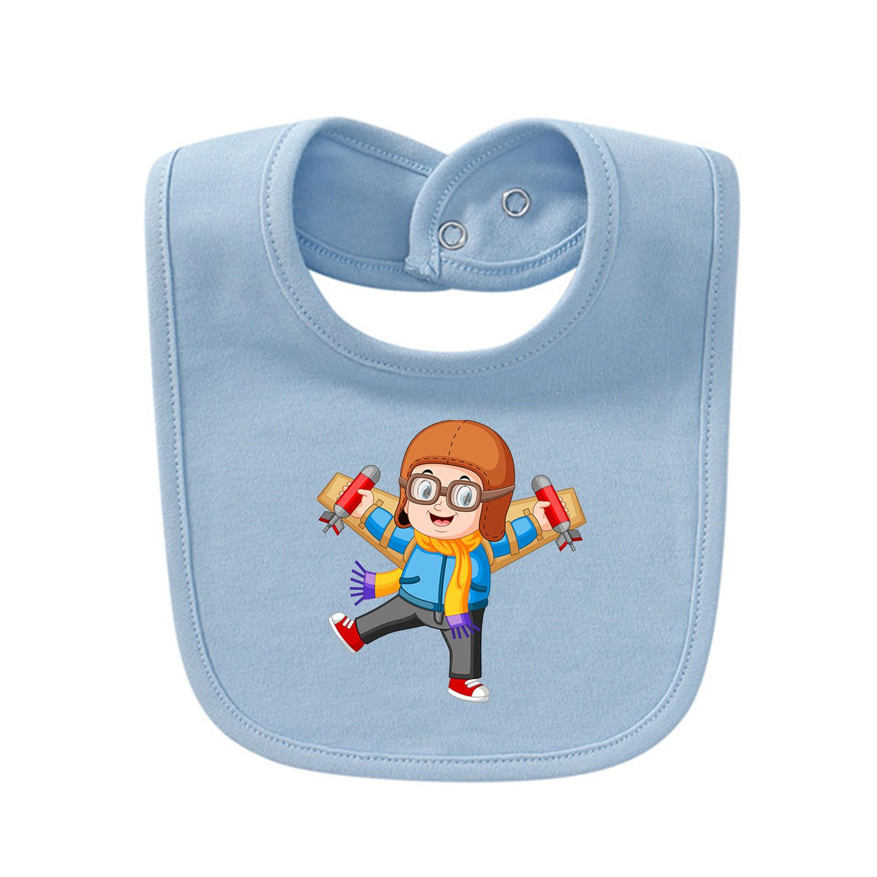 Cute Little Boy Pilot Costume Playing With Wings Designed Baby Saliva & Feeding Towels