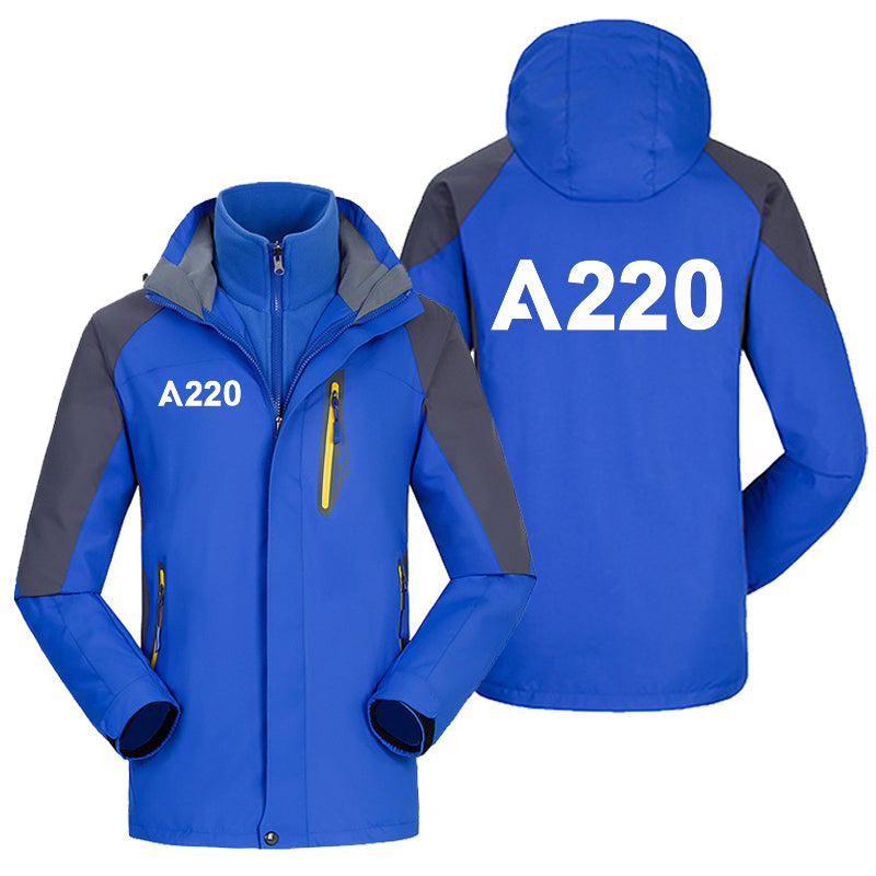 A220 Flat Text Designed Thick Skiing Jackets