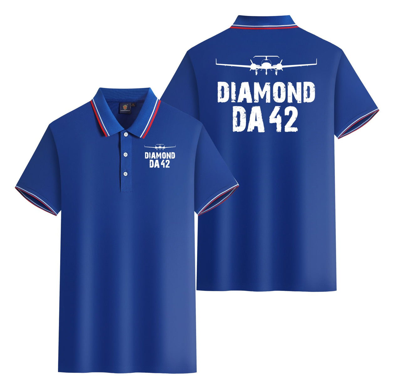 Diamond DA42 & Plane Designed Stylish Polo T-Shirts (Double-Side)