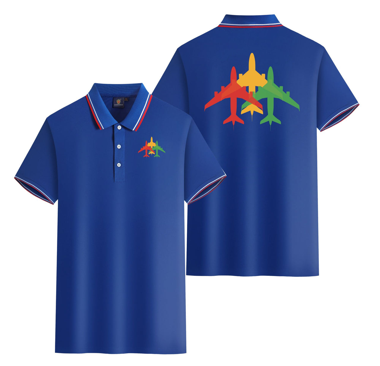 Colourful 3 Airplanes Designed Stylish Polo T-Shirts (Double-Side)