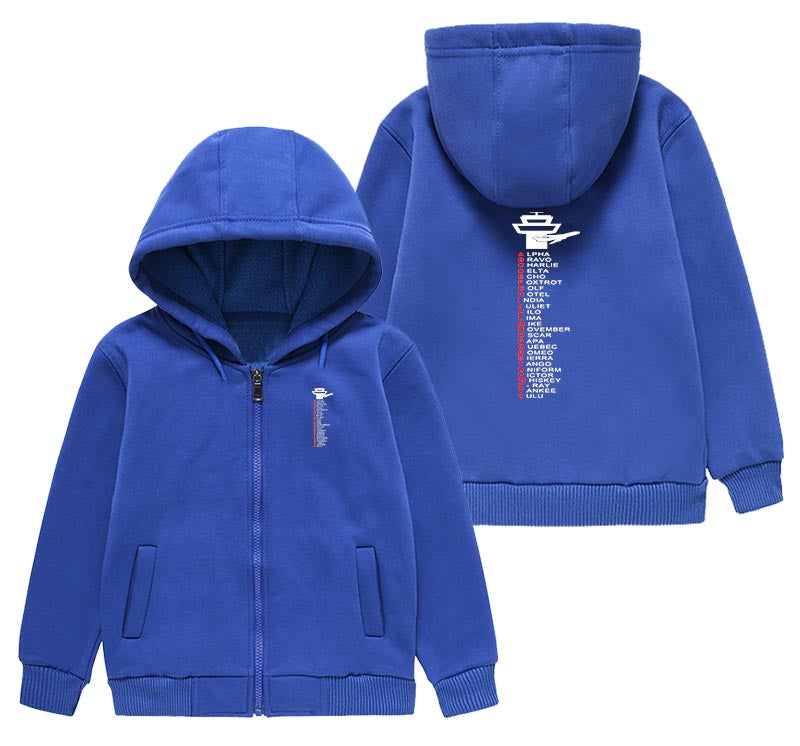 Aviation Alphabet Designed "CHILDREN" Zipped Hoodies