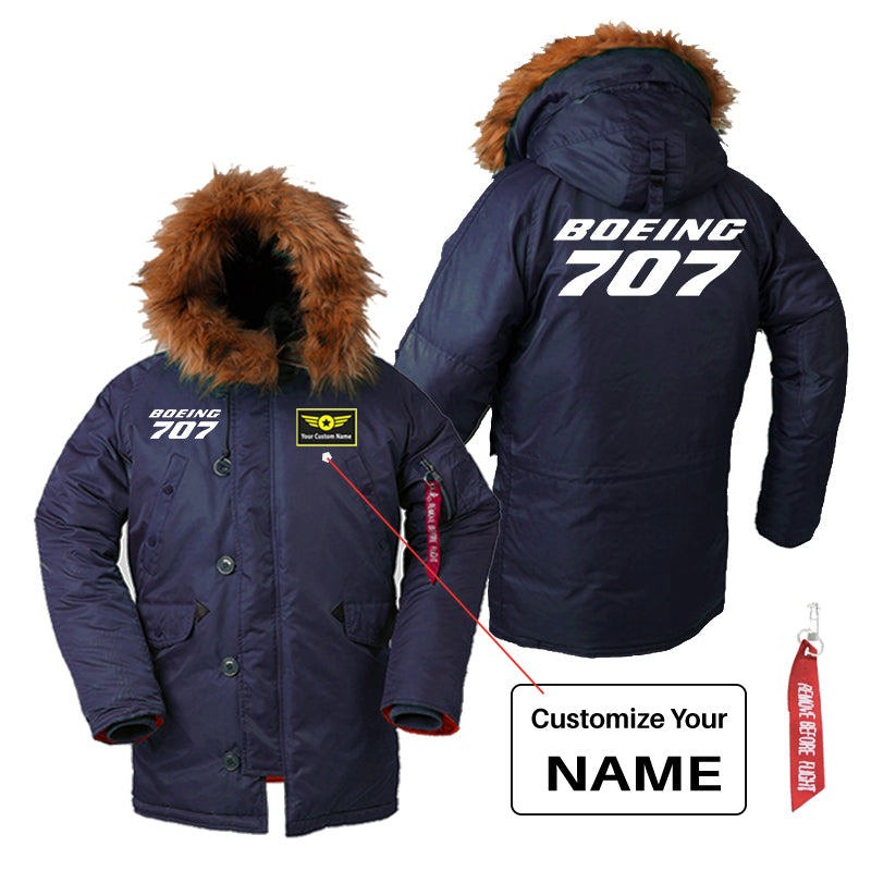 Boeing 707 & Text Designed Parka Bomber Jackets