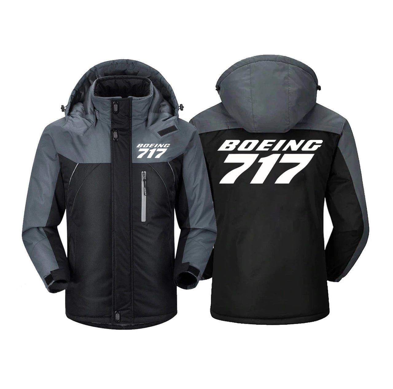 Boeing 717 & Text Designed Thick Winter Jackets