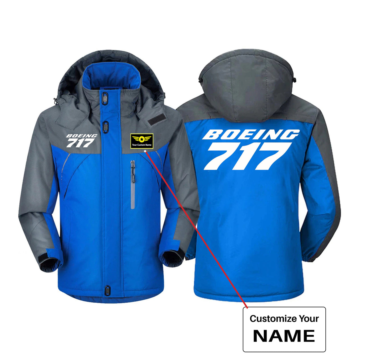 Boeing 717 & Text Designed Thick Winter Jackets