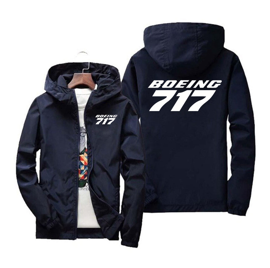 Boeing 717 & Text Designed Windbreaker Jackets