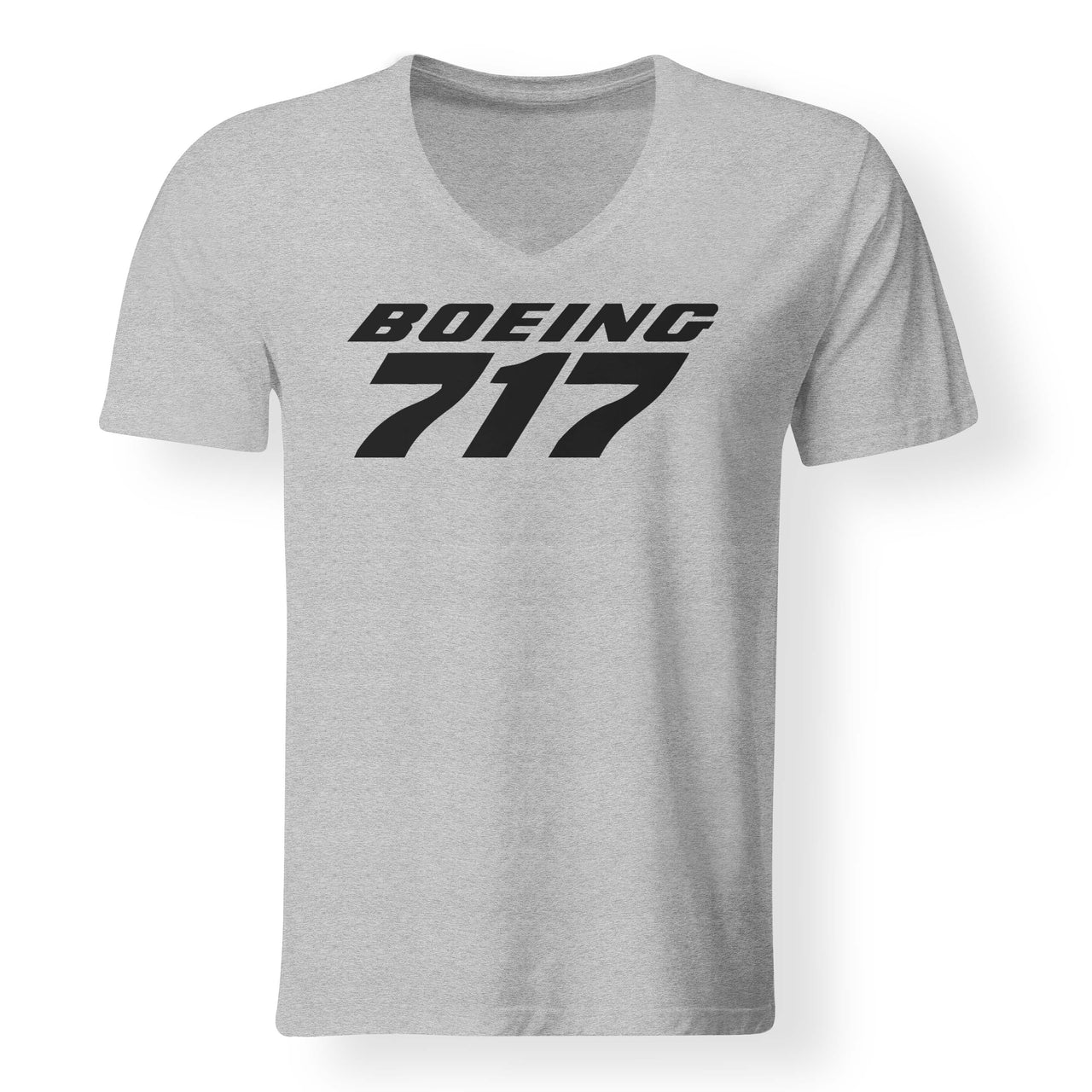 Boeing 717 & Text Designed V-Neck T-Shirts