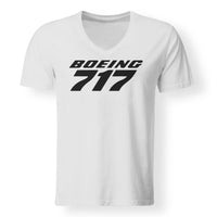 Thumbnail for Boeing 717 & Text Designed V-Neck T-Shirts