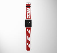 Thumbnail for Boeing 727 Flat Text Designed Leather Apple Watch Straps