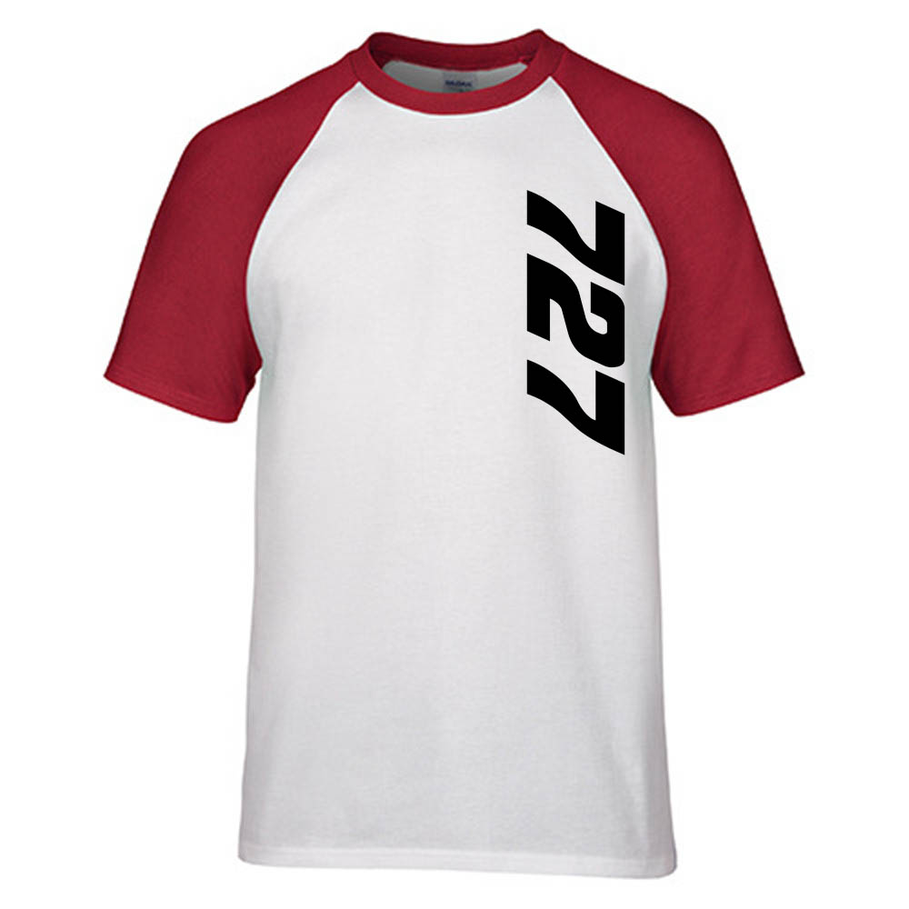 727 Side Text Designed Raglan T-Shirts