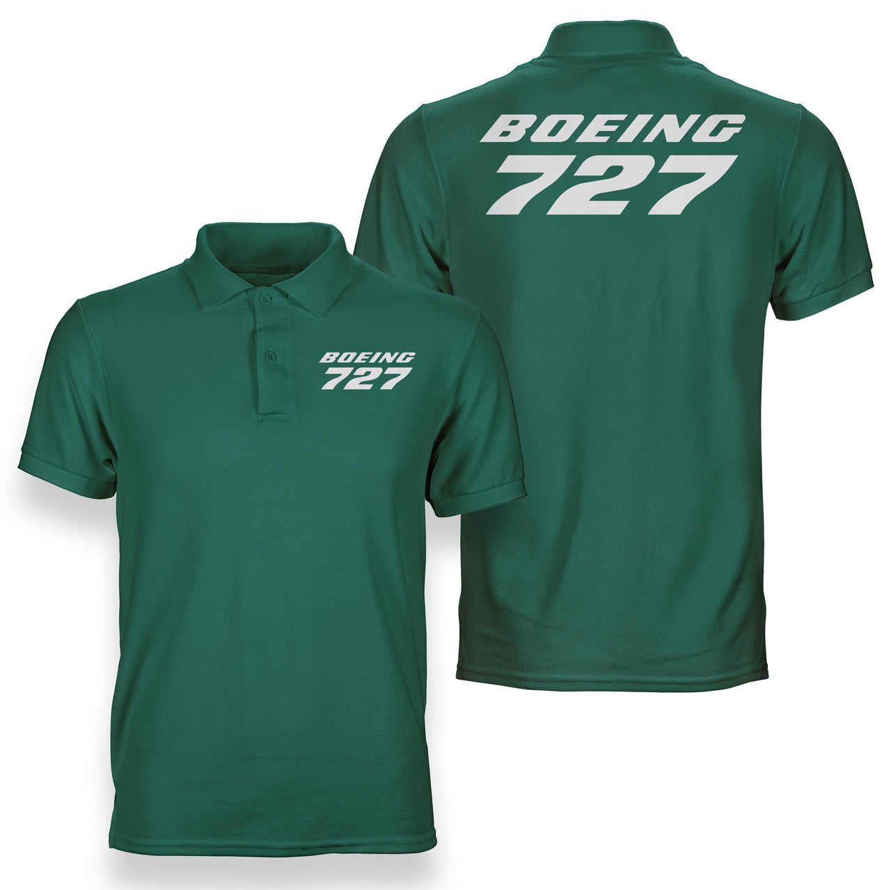 Boeing 727 & Text Designed Double Side Polo T-Shirts