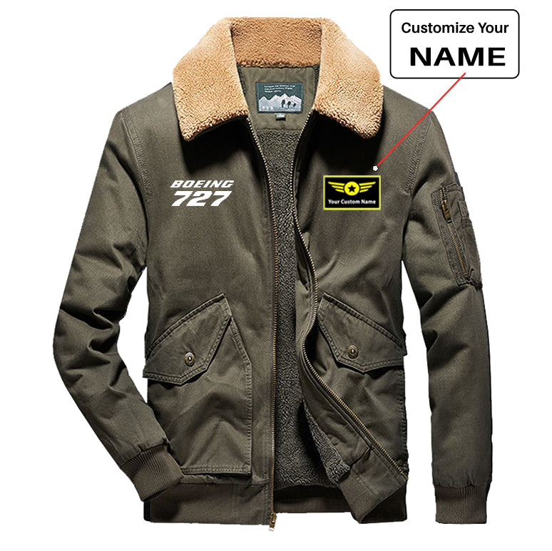 Boeing 727 & Text Designed Thick Bomber Jackets