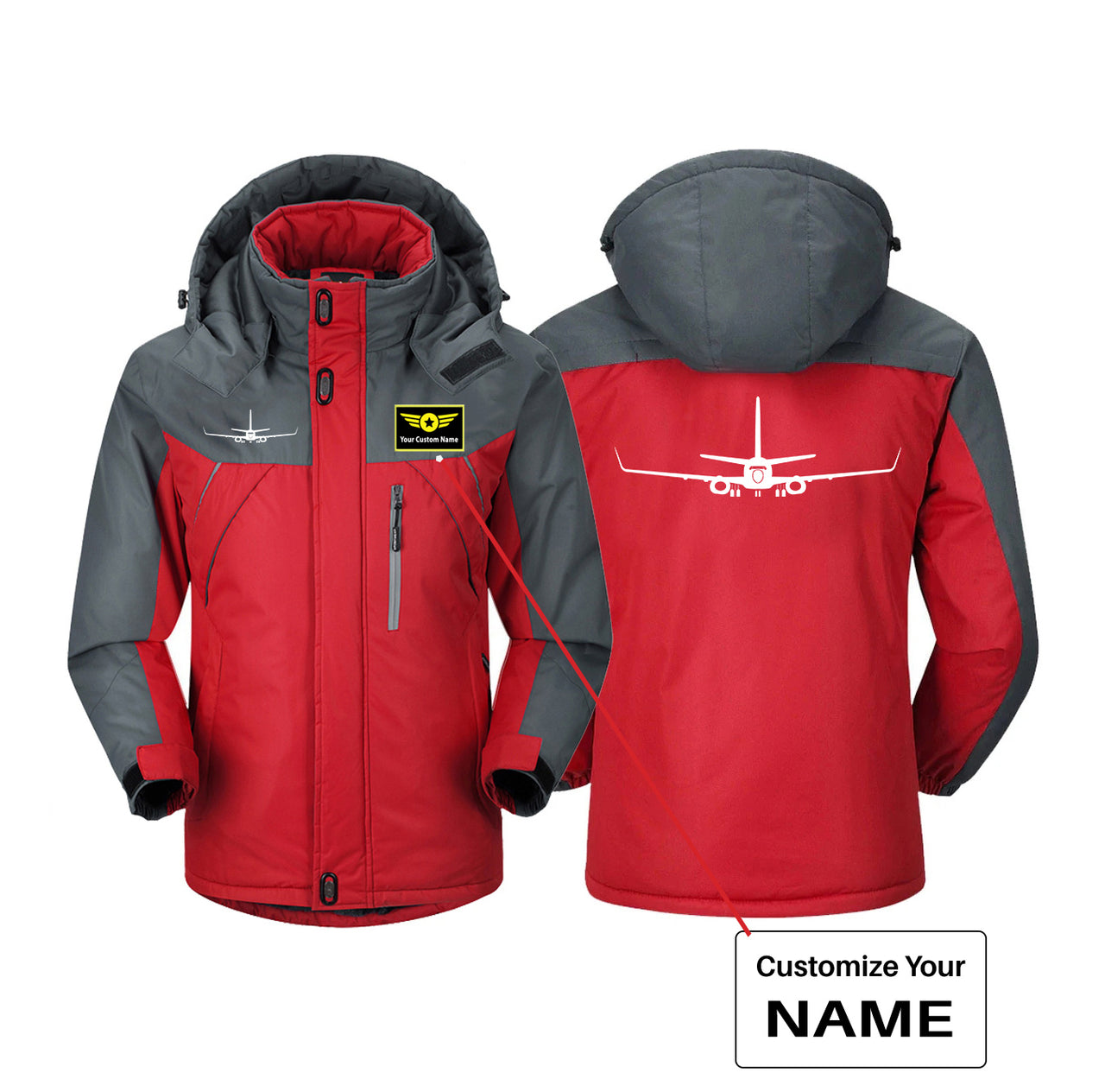 Boeing 737-800NG Silhouette Designed Thick Winter Jackets