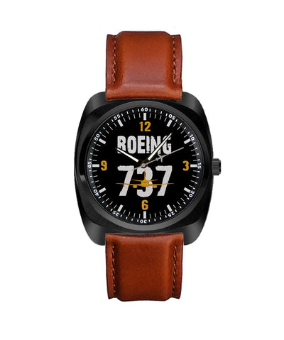 Boeing 737 aviation luxury watch, stainless steel body with engraved detail.