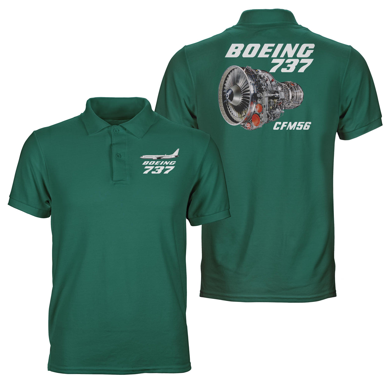 Boeing 737 Engine & CFM56 Designed Double Side Polo T-Shirts