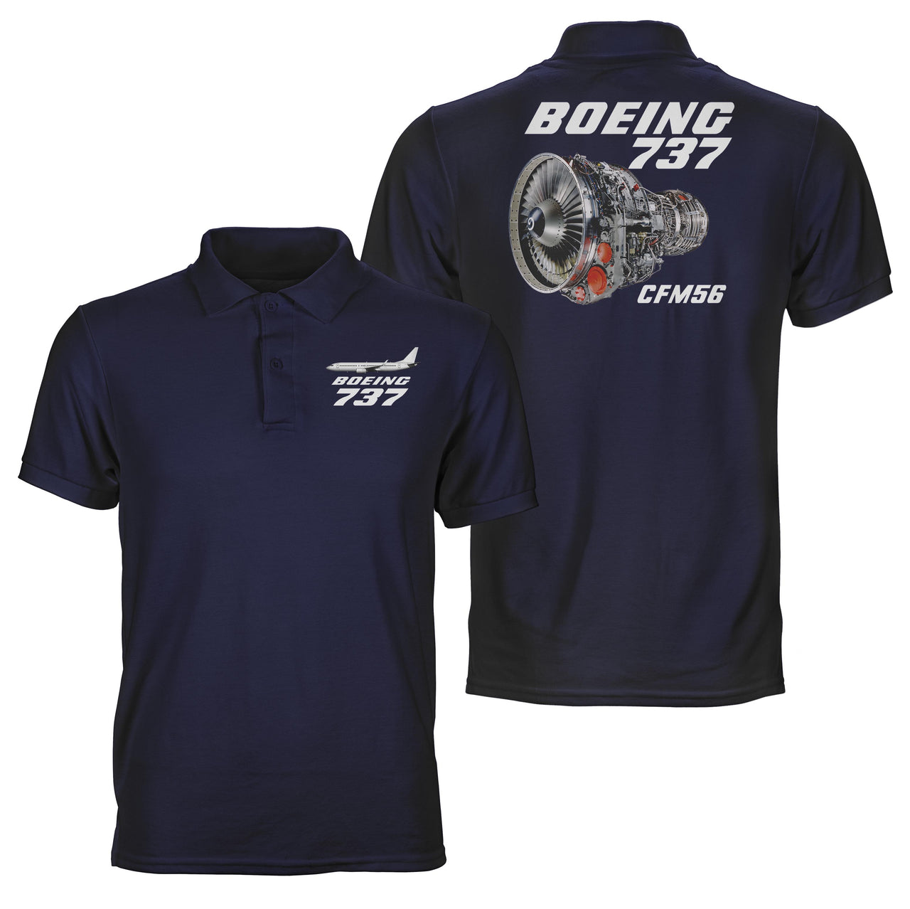 Boeing 737 Engine & CFM56 Designed Double Side Polo T-Shirts