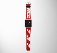 Thumbnail for Boeing 737 Flat Text Designed Leather Apple Watch Straps