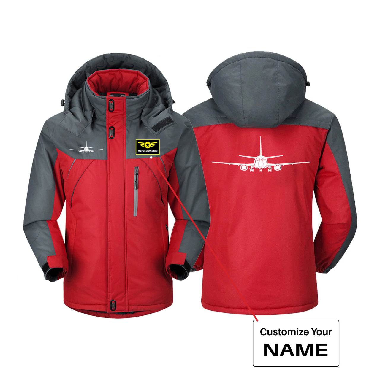 Boeing 737 Silhouette Designed Thick Winter Jackets