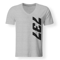 Thumbnail for Boeing 737 Text Designed V-Neck T-Shirts
