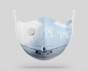 Boeing 737 & City View Behind Designed Face Masks