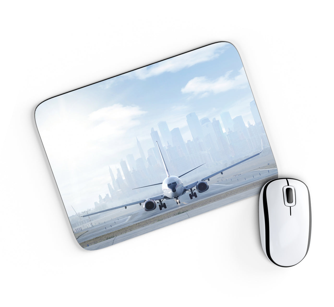 Boeing 737 & City View Behind Designed Mouse Pads