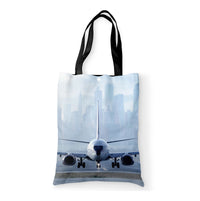 Thumbnail for Boeing 737 & City View Behind Designed Tote Bags