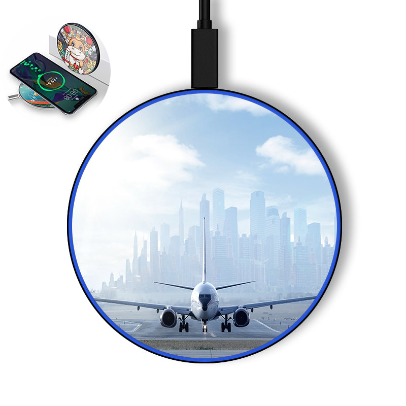 Boeing 737 & City View Behind Designed Wireless Chargers