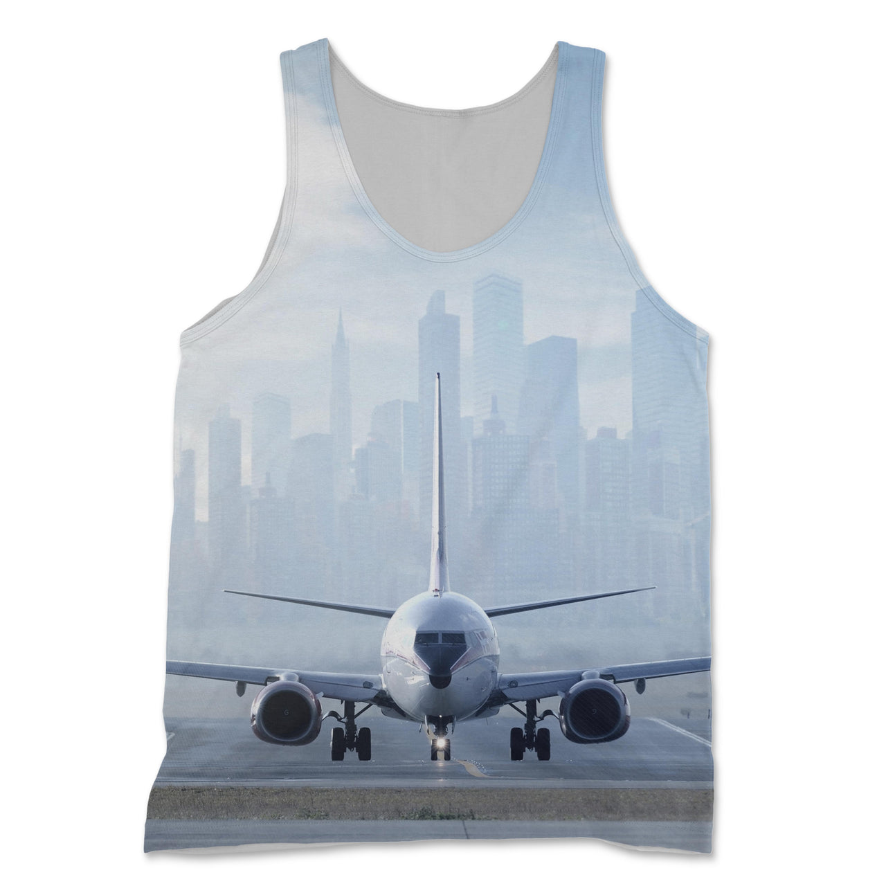 Boeing 737 & City View Behind Designed 3D Tank Tops