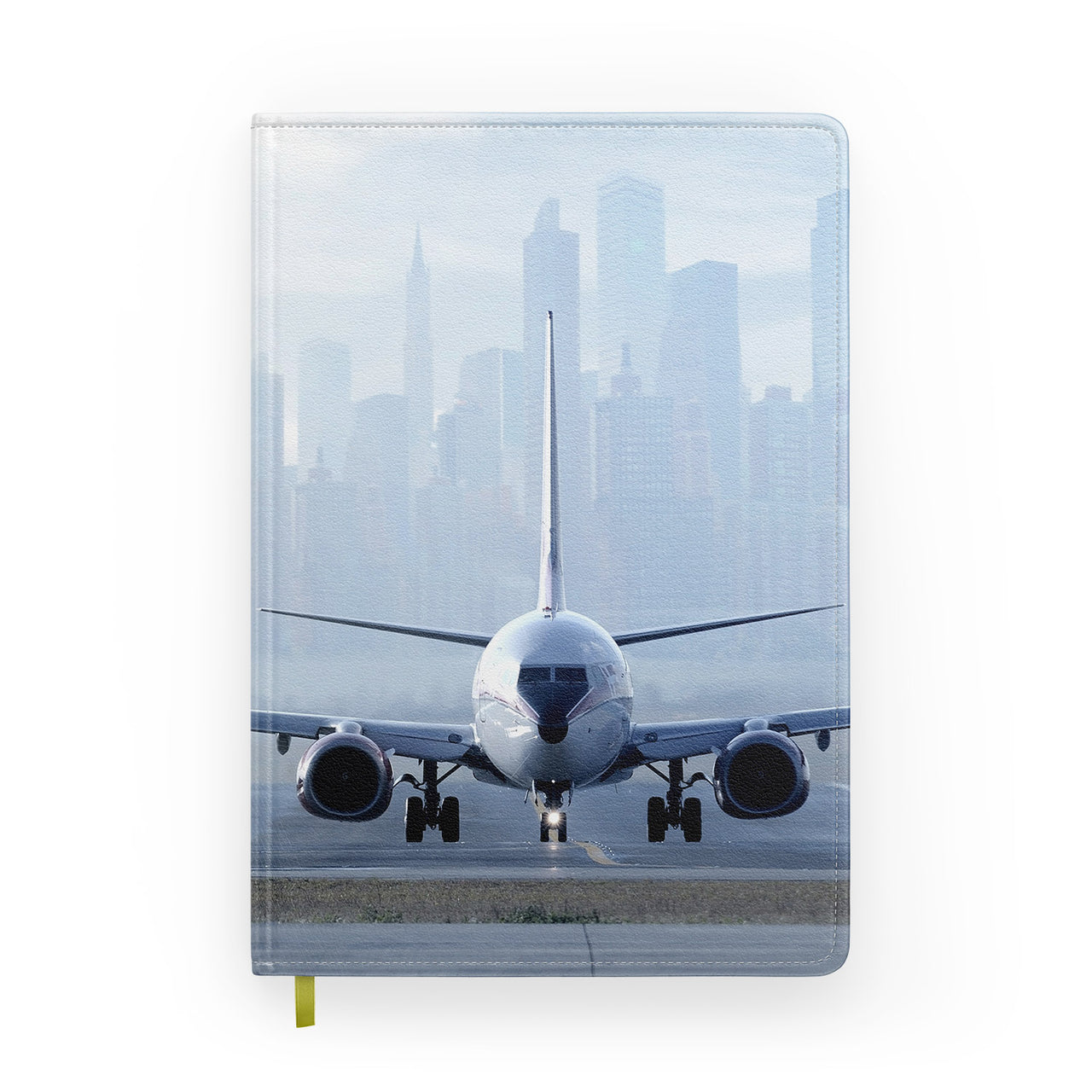 Boeing 737 & City View Behind Designed Notebooks