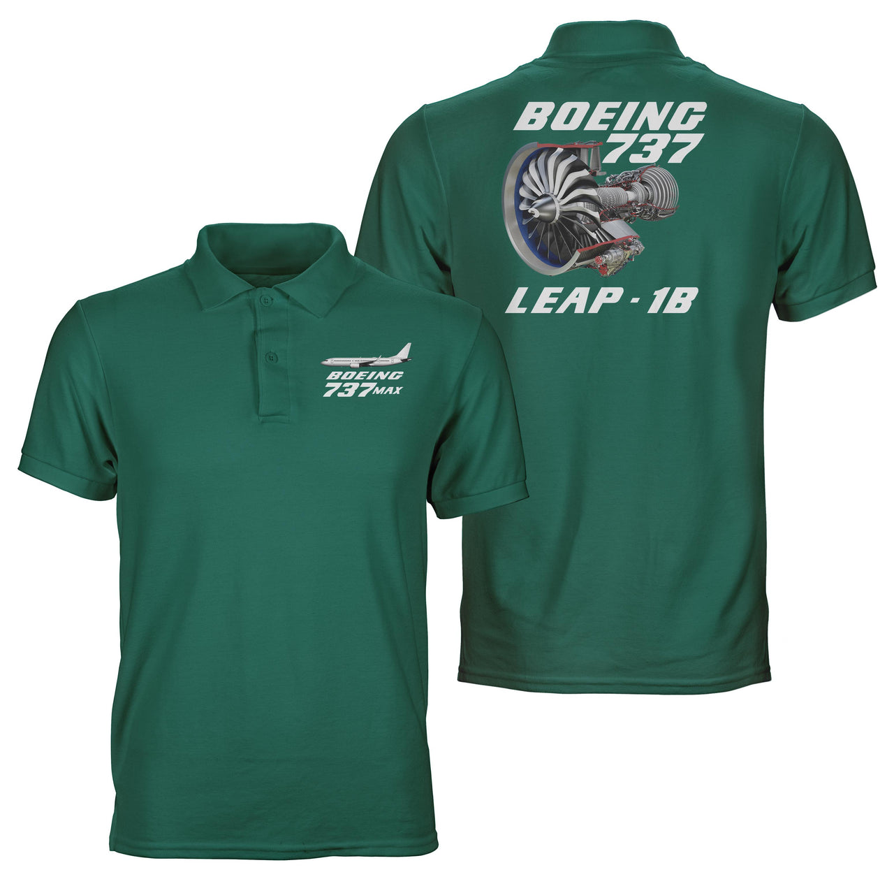Boeing 737Max & CFM Leap 1B Engine Designed Double Side Polo T-Shirts