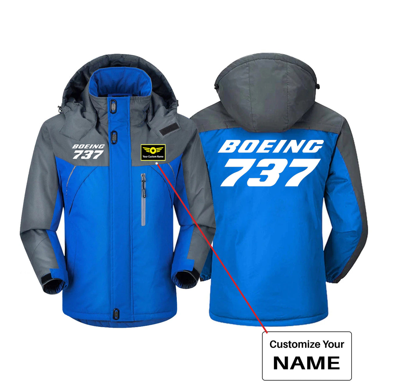 Boeing 737 & Text Designed Thick Winter Jackets