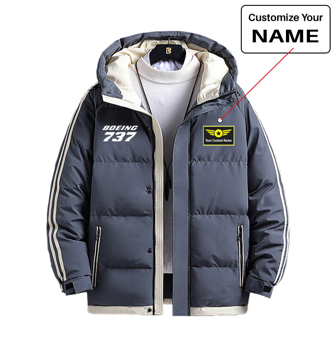 Boeing 737 & Text Designed Thick Fashion Jackets