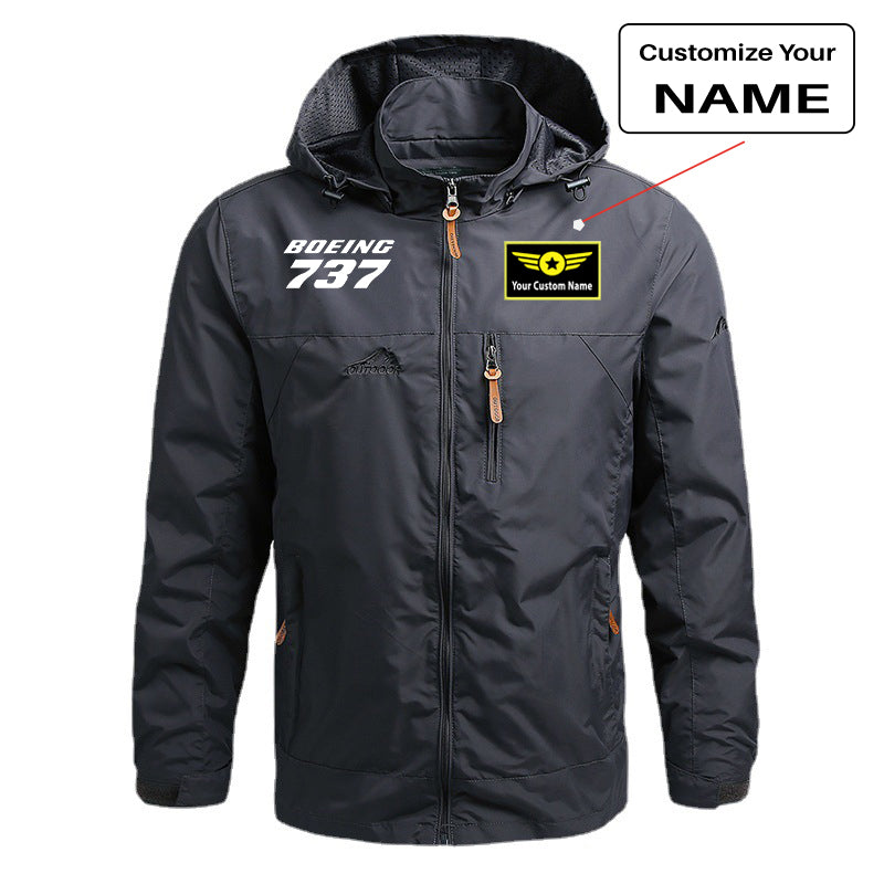 Boeing 737 & Text Designed Thin Stylish Jackets