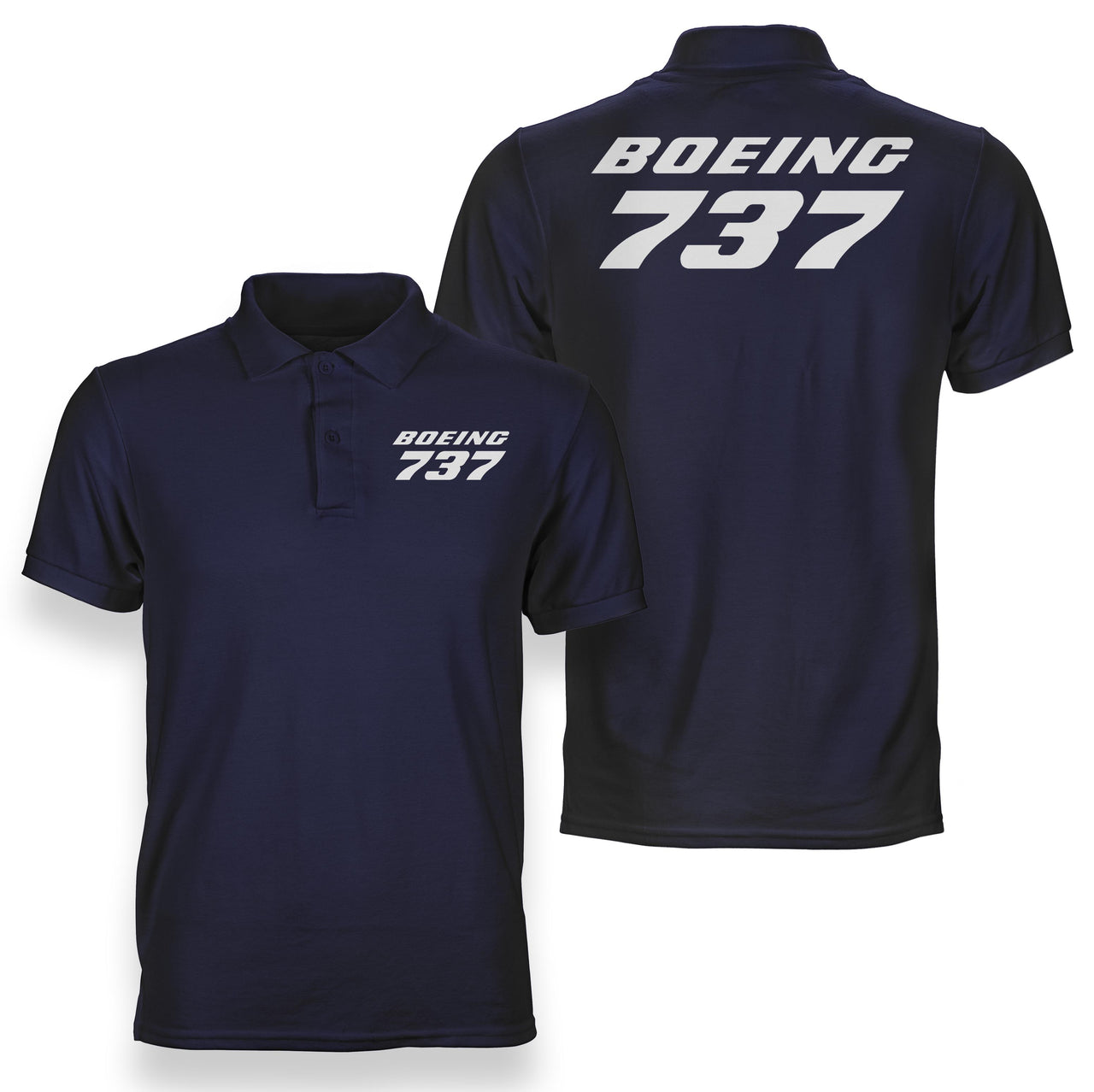 Boeing 737 & Text Designed Double Side Polo T-Shirts