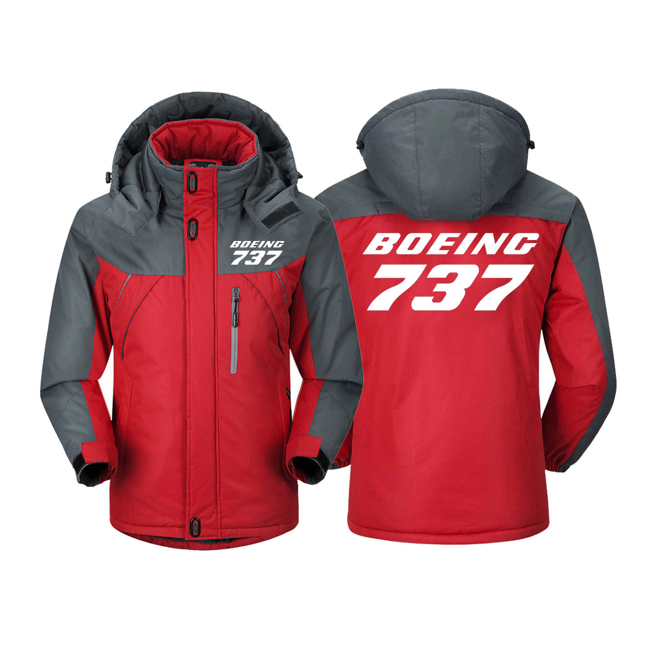 Boeing 737 & Text Designed Thick Winter Jackets