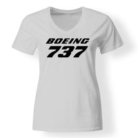 Thumbnail for Boeing 737 & Text Designed V-Neck T-Shirts