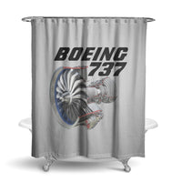 Thumbnail for Boeing 737+Text & CFM LEAP-1 Engine Designed Shower Curtains